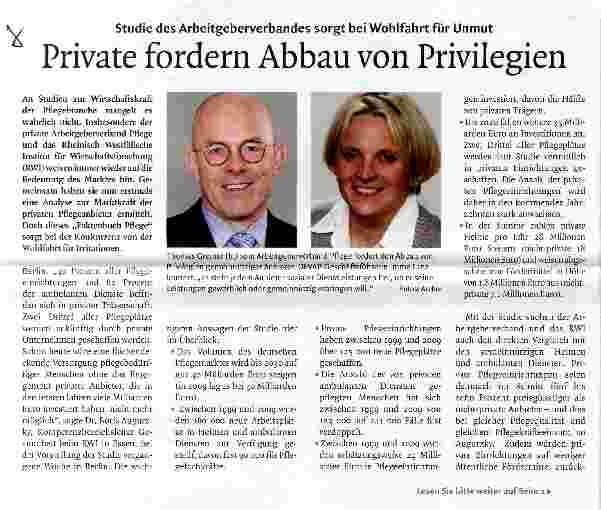 Vorschauseite 1: Private fordern Abbau von Privilegien
