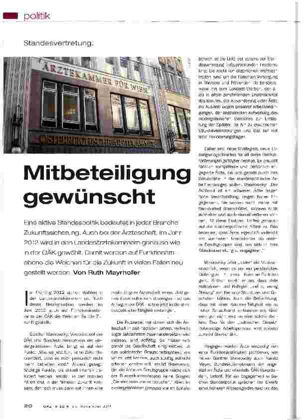 Vorschauseite 1: Mitbeteiligung gewünscht