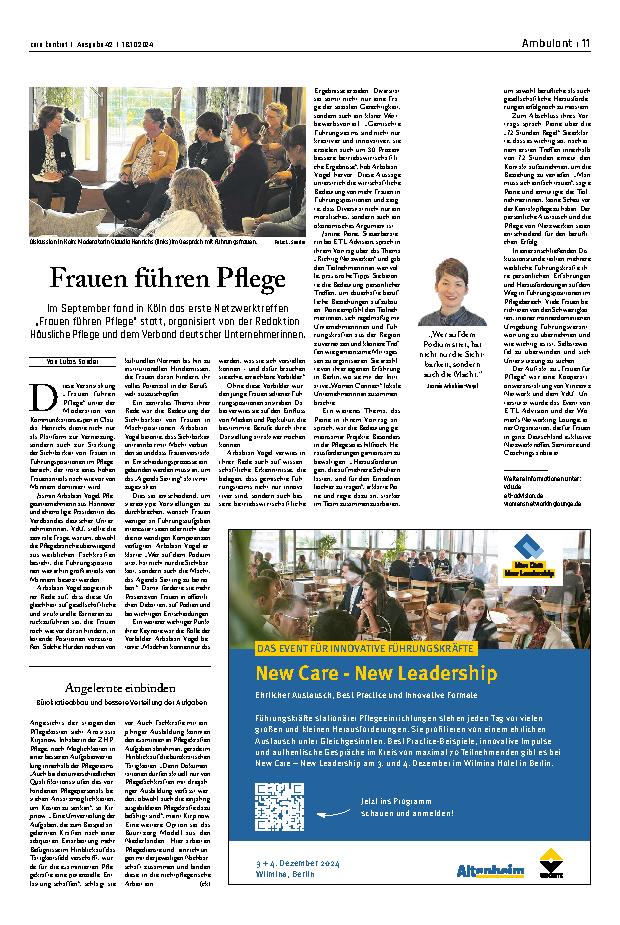 Vorschauseite 1: Frauen führen Pflege.
