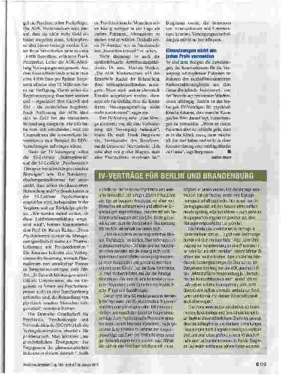 Vorschauseite 2: IV-VERTRAG SCHIZOPHRENIEPharmatochter ist Vertragspartner