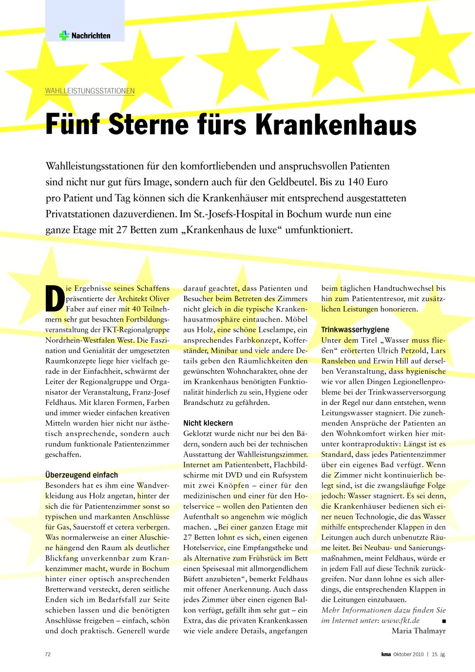 Vorschauseite 1: Fünf Sterne fürs Krankenhaus