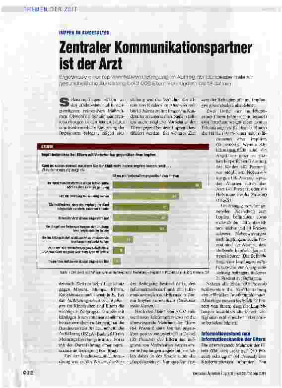 Vorschauseite 1: Zentraler Kommunikationspartner ist der Arzt
