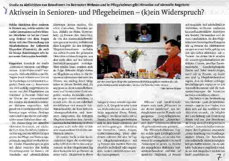 Vorschauseite 1: Aktivsein in Seniorenund Pflegeheimen - (k)ein Widerspruch?