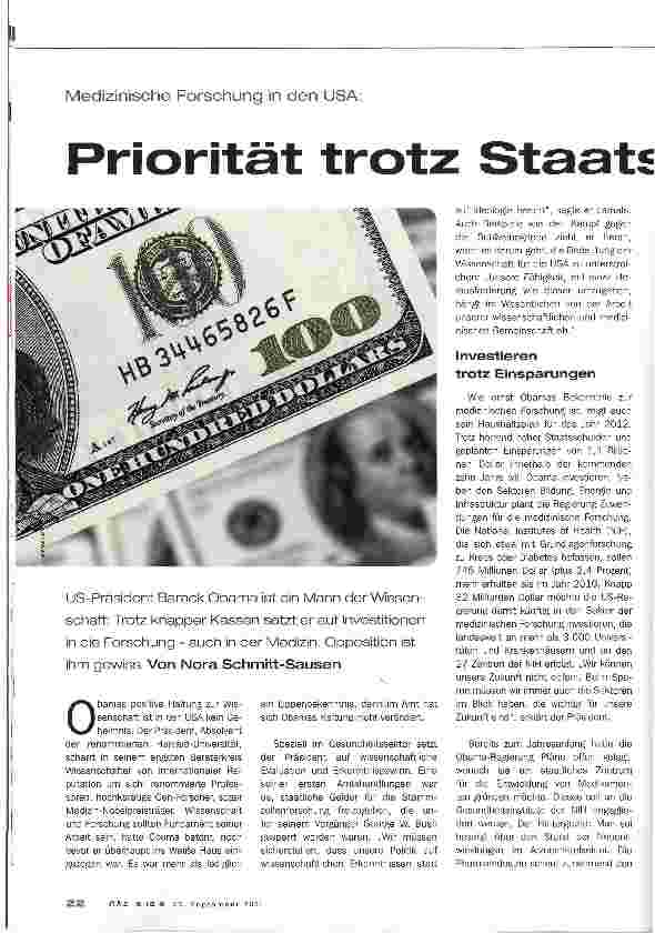 Vorschauseite 1: Priorität trotz Staatsdefizit