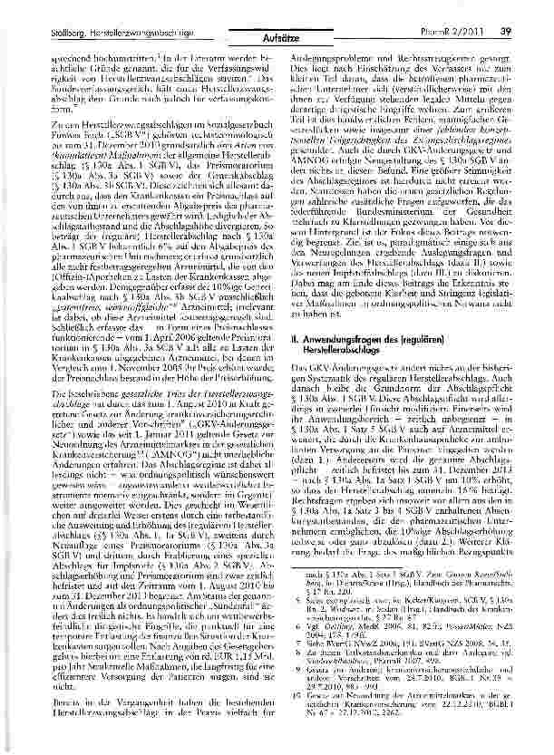 Vorschauseite 2: Herstellerzwangsabschläge als Rechtsproblem — Verwerfungen von GKV-Änderungsgesetz und AMNOG