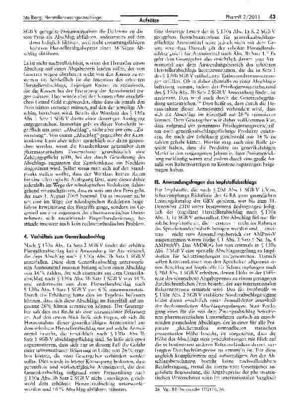 Vorschauseite 6: Herstellerzwangsabschläge als Rechtsproblem — Verwerfungen von GKV-Änderungsgesetz und AMNOG