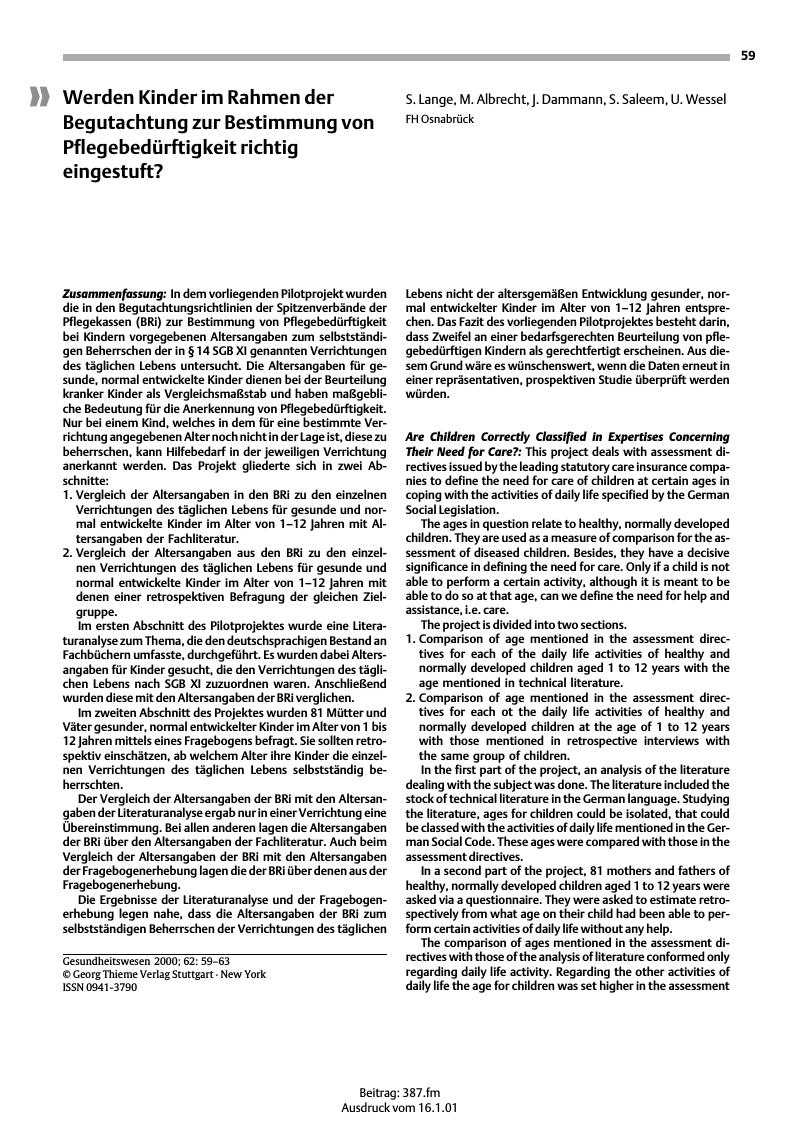 Vorschauseite 1: Werden Kinder im Rahmen der Begutachtung zur Bestimmung von Pflegebedürftigkeit richtig eingestuft?