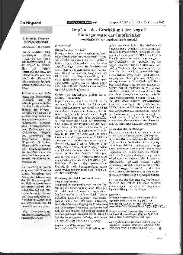 Vorschauseite 2: Impfen - das Geschäft mit der Angst? Die Argumente der Impfkritiker