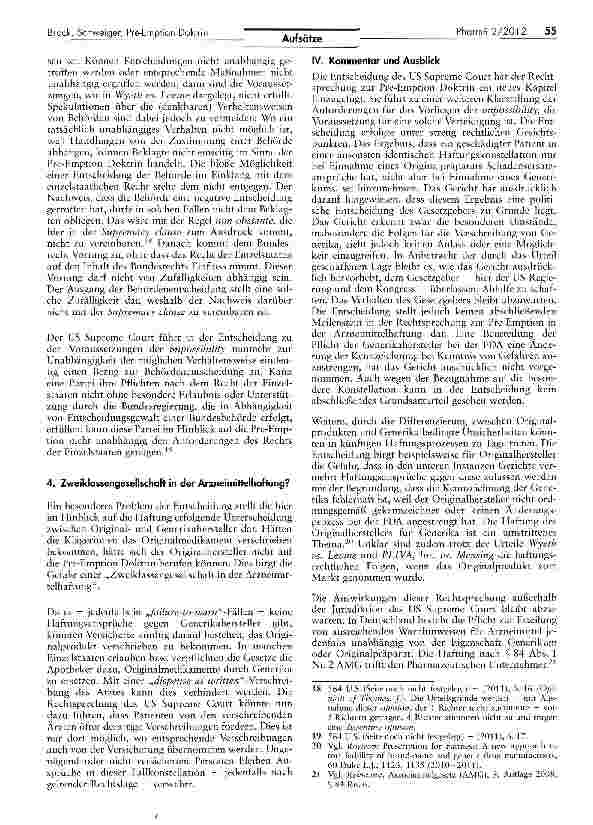 Vorschauseite 4: Die Anwendung der Pre-Emption Doktrin im US-Arzneimittelrecht nach der Entscheidung des US Supreme Court in Sachen PLIVA, Inc. vs. Mensing