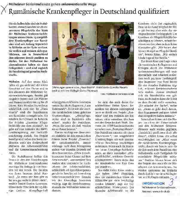 Vorschauseite 1: Rumänische Krankenpfleger in Deutschland qualifiziert