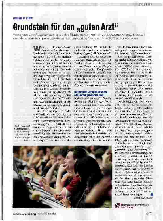 Vorschauseite 1: Grundstein für den „guten Arzt