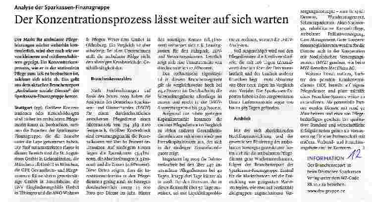 Vorschauseite 1: Der Konzentrationsprozess lässt weiter auf sich warten