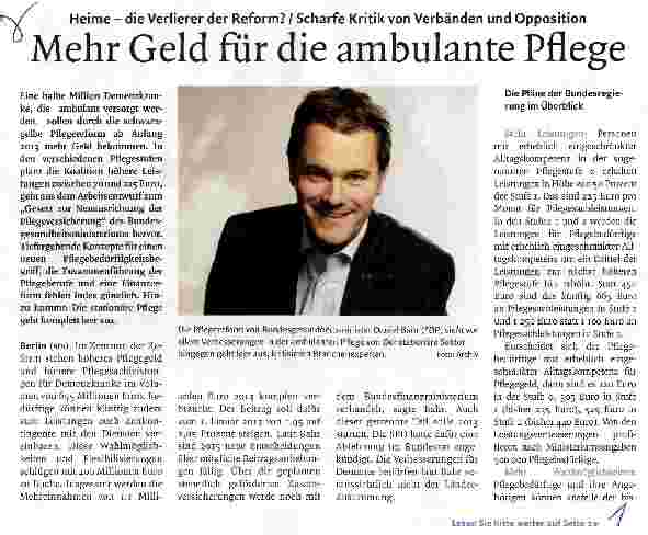 Vorschauseite 1: Mehr Geld für die ambulante Pflege