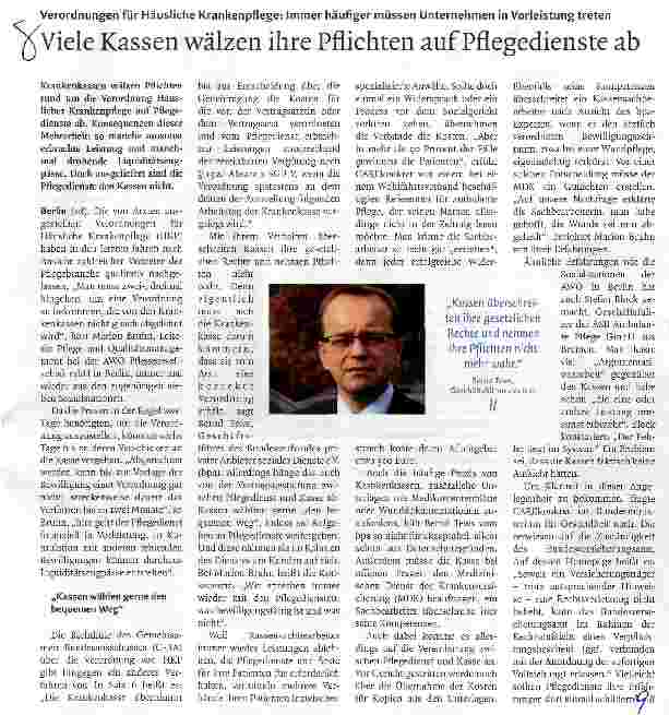 Vorschauseite 1: Viele Kassen wälzen ihre Pflichten auf Pflegedienste ab