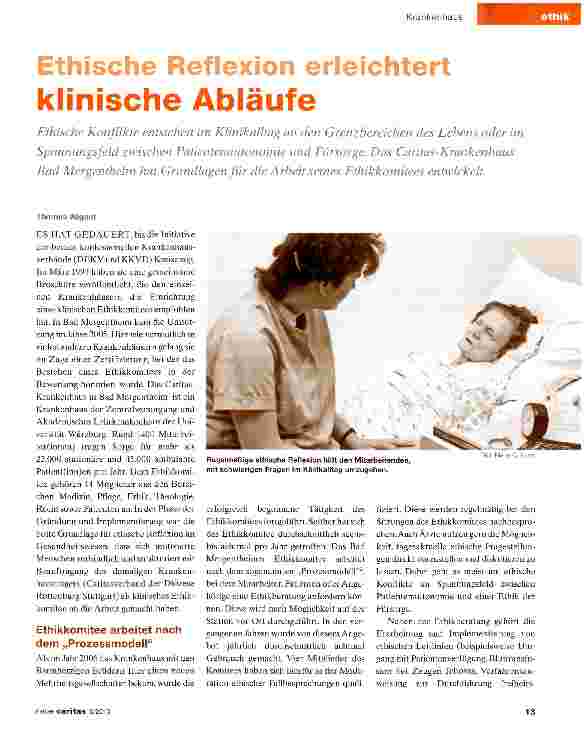 Vorschauseite 1: Ethische Reflexion erleichtert klinische Abläufe