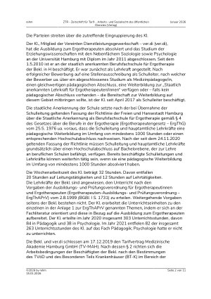Vorschauseite 2: I. Tarifrecht Eingruppierung – Leiter einer staatlich anerkannten Lehranstalt für medizinische Berufe – entsprechende Tätigkeit