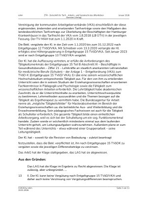 Vorschauseite 3: I. Tarifrecht Eingruppierung – Leiter einer staatlich anerkannten Lehranstalt für medizinische Berufe – entsprechende Tätigkeit