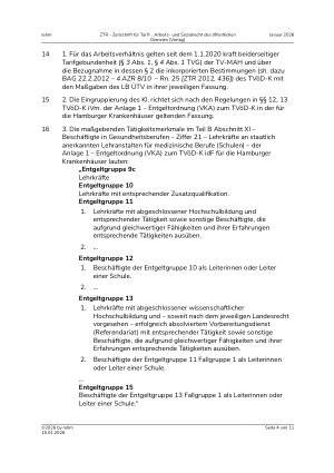 Vorschauseite 4: I. Tarifrecht Eingruppierung – Leiter einer staatlich anerkannten Lehranstalt für medizinische Berufe – entsprechende Tätigkeit
