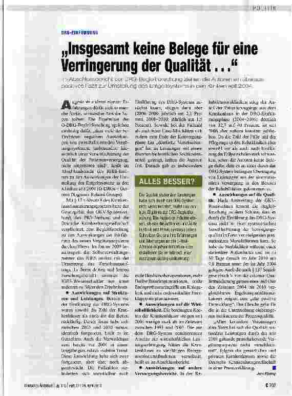 Vorschauseite 1: „Insgesamt keine Belege für eine Verringerung der Qualität...