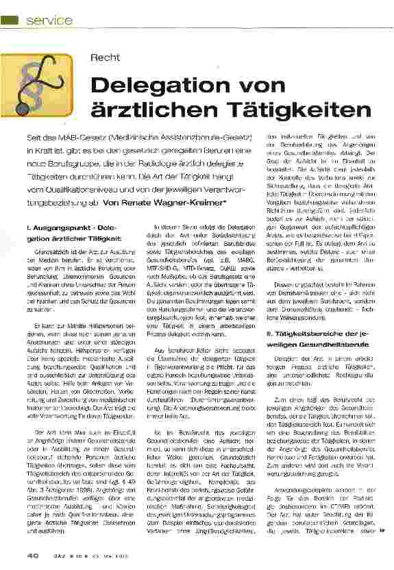 Vorschauseite 1: Delegation von ärztlichen Tätigkeiten