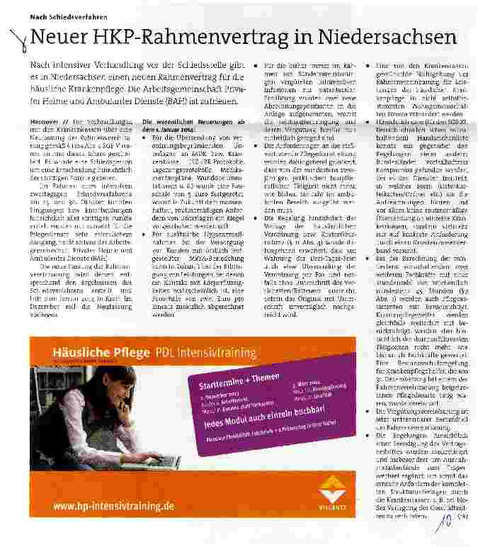 Vorschauseite 1: Neuer HKP-Rahmenvertrag in Niedersachsen
