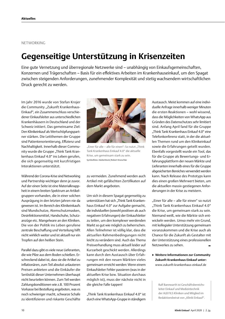 Vorschauseite 1: Networking: Gegenseitige Unterstützung in Krisenzeiten