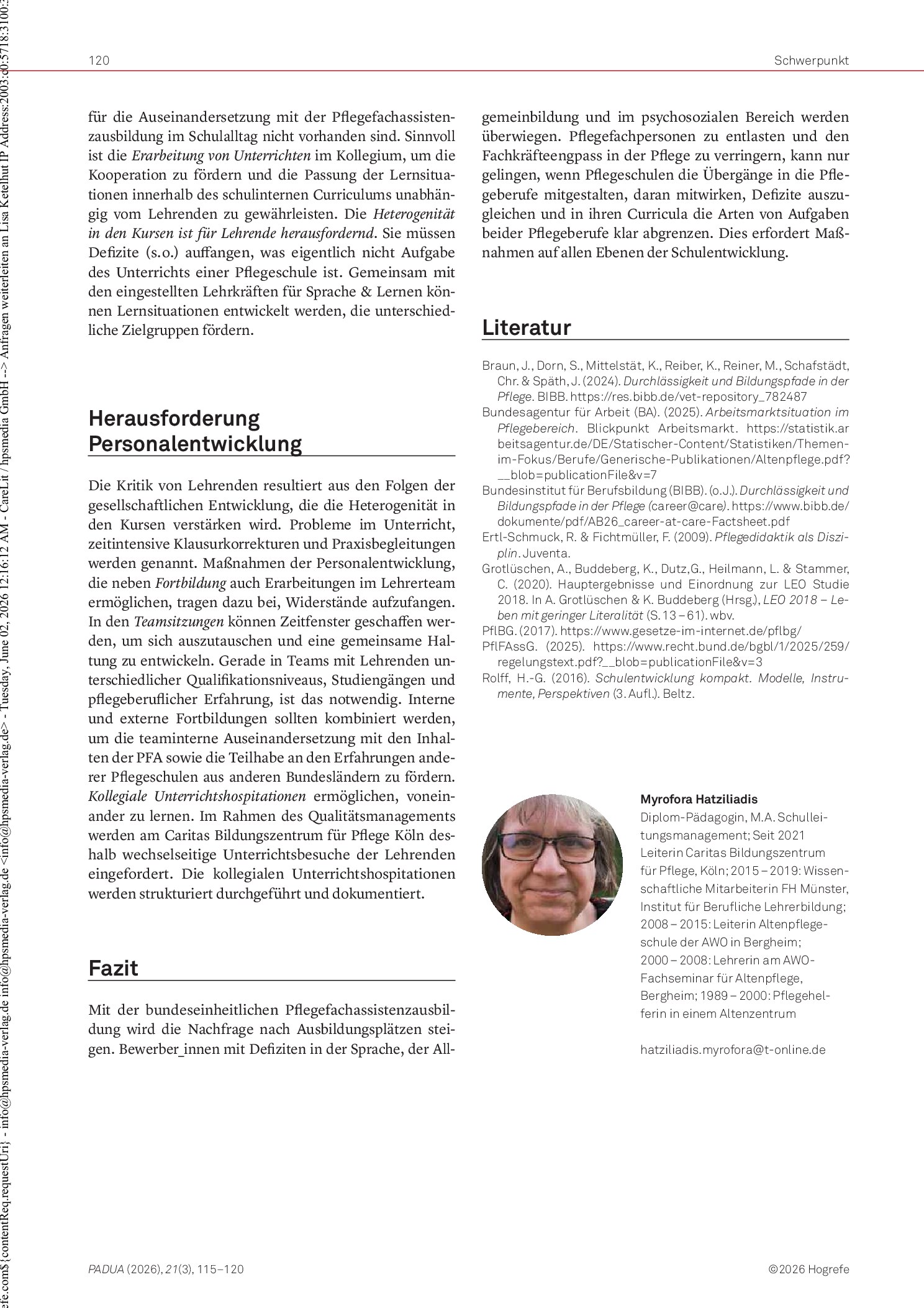 Vorschauseite 6: Übergänge gestalten, Defizite ausgleichen: Pflegefachassistenzausbildung am Caritas-Bildungszentrum in Köln