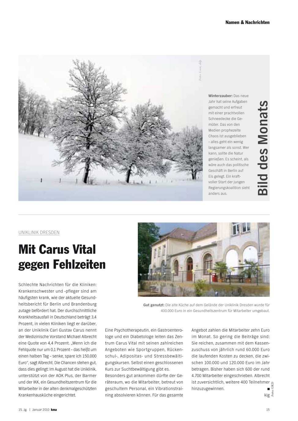 Vorschauseite 1: Mit Carus Vital gegen Fehlzeiten