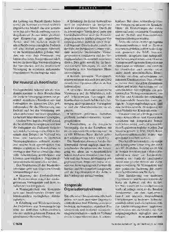 Vorschauseite 2: Kooperative- Versorgungsstrukturen in der Regie der Ärzteschaft