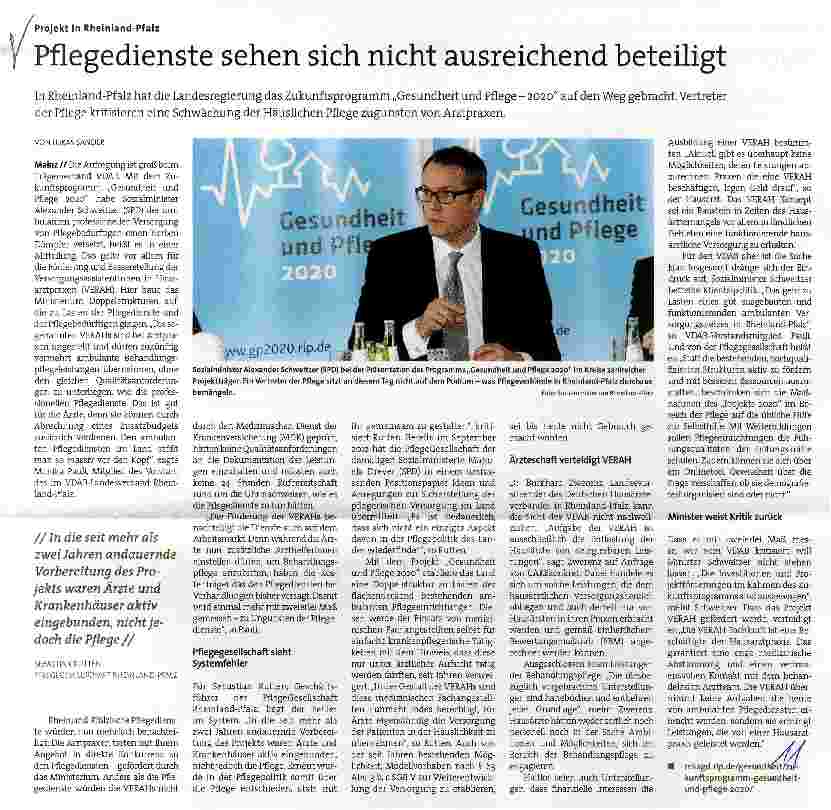 Vorschauseite 1: Pflegedienste sehen sich nicht ausreichend beteiligt