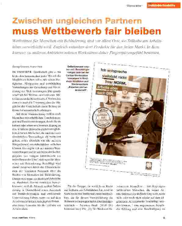 Vorschauseite 1: Zwischen ungleichen Partnern muss Wettbewerb fair bleiben