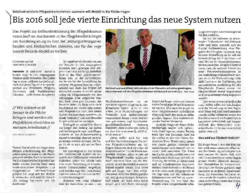 Vorschauseite 1: Bis 2016 soll jede vierte Einrichtung das neue System nutzen