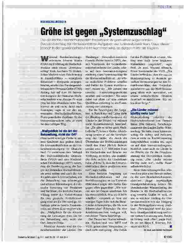 Vorschauseite 1: Gröhe ist gegen „Systemzuschlag