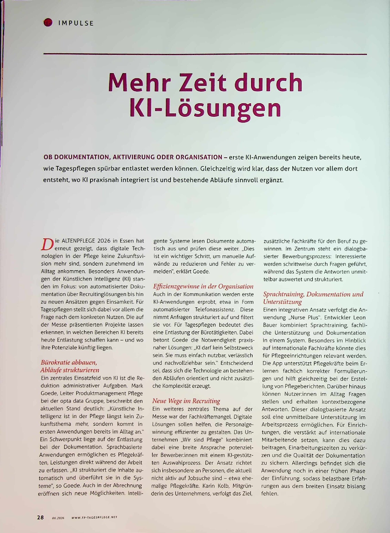 Vorschauseite 1: Mehr Zeit durch KI-Lösungen