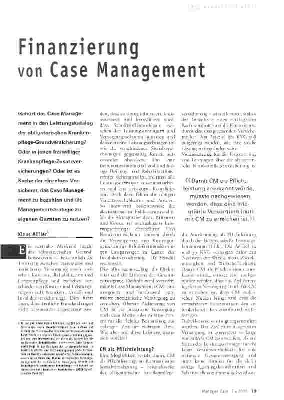 Vorschauseite 1: Finanzierung von Case Management