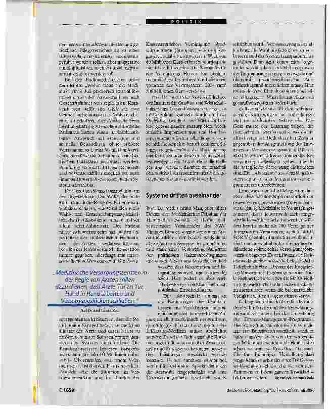 Vorschauseite 2: Der Arzt - kein Erfüllungsgehilfe der Politik