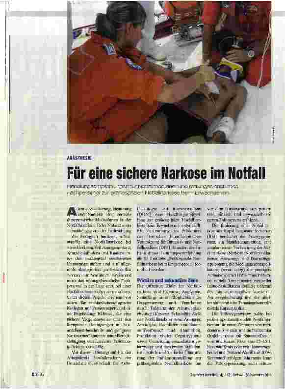 Vorschauseite 1: Für eine sichere Narkose im Notfall