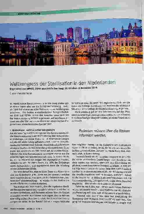Vorschauseite 1: Weltkongress der Sterilisation in den Niederlanden