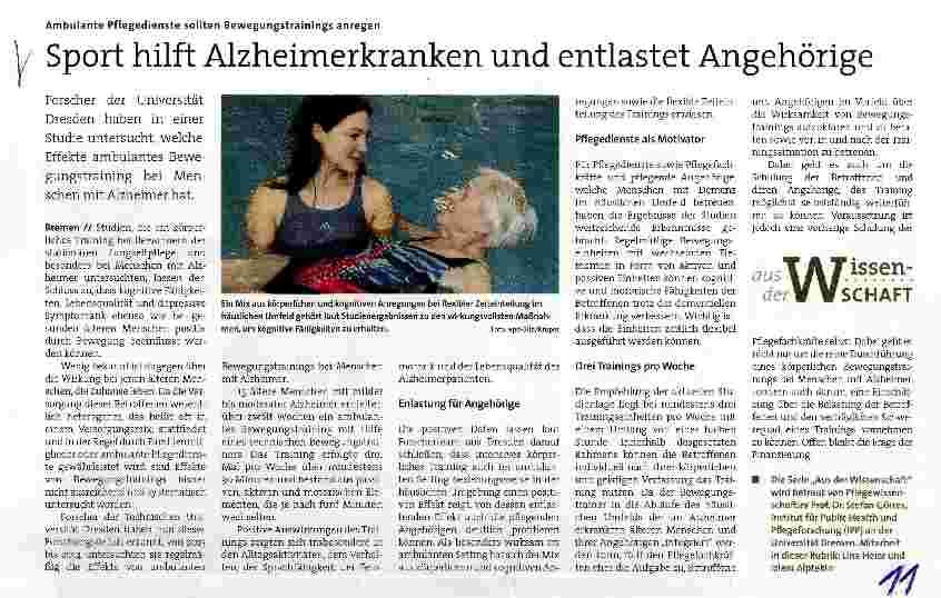 Vorschauseite 1: Sport hilft Alzheimerkranken und entlastet Angehörige