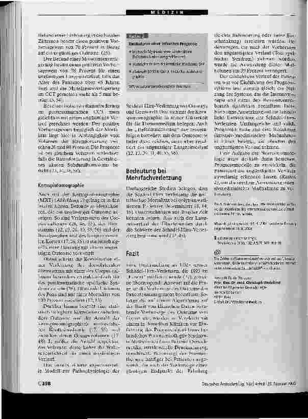 Vorschauseite 5: Frühe Prognose nach schwerer Schädel-Hirn-Verletzung