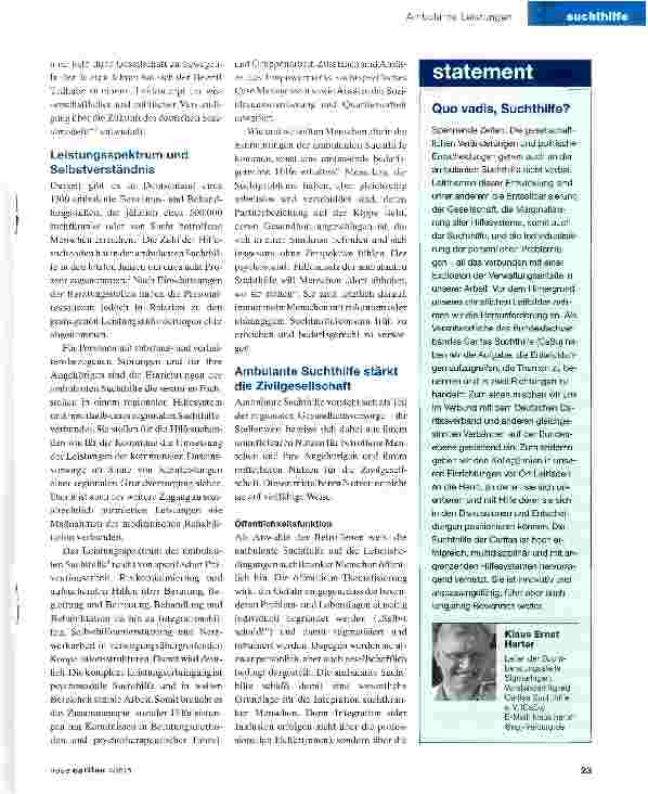 Vorschauseite 2: Ambulante Suchthilfe - ein unverzichtbarer Akteur