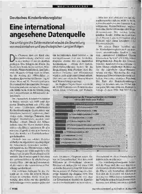 Vorschauseite 1: Deutsches KinderkrebsregisterEine international angesehene Datenquelle