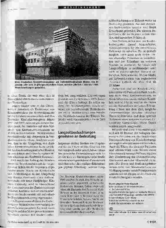 Vorschauseite 2: Deutsches KinderkrebsregisterEine international angesehene Datenquelle