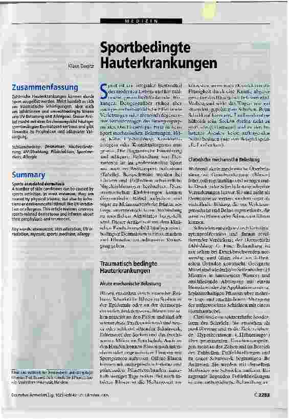 Vorschauseite 1: Sportbedingte Hauterkrankungen