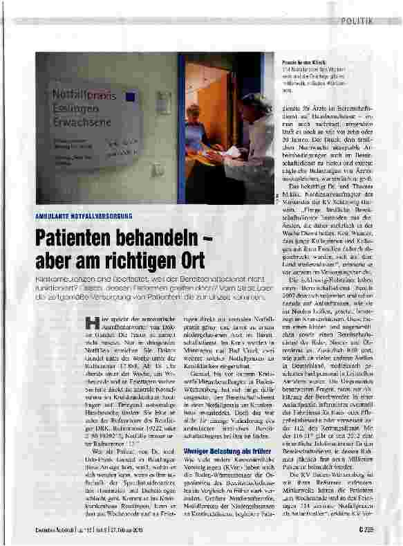 Vorschauseite 1: Patienten behandeln -aber am richtigen Ort