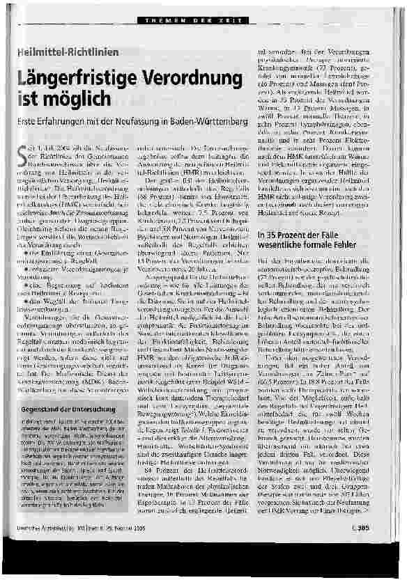 Vorschauseite 1: Längerfristige Verordnung ist möglichHeilmittel-Richtlinien