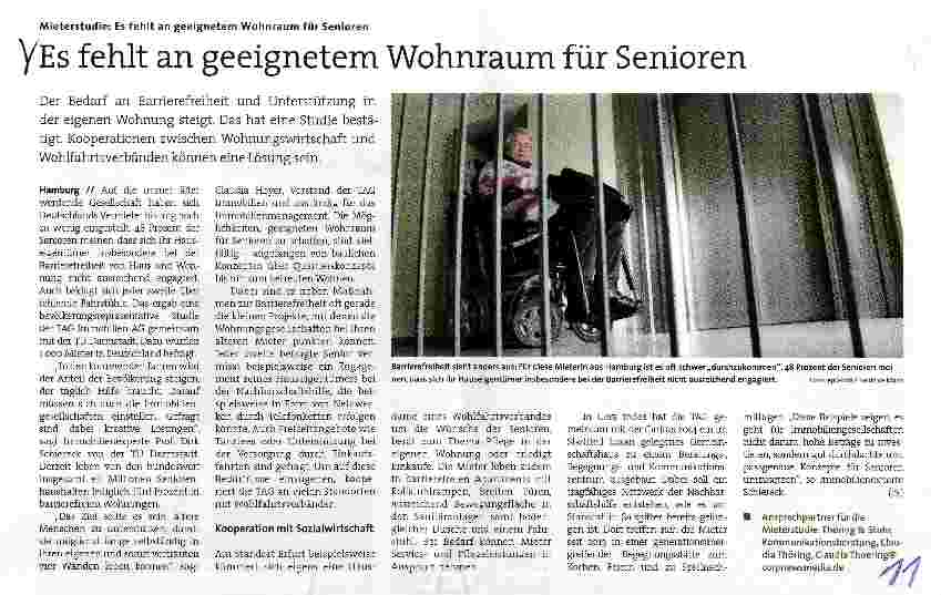 Vorschauseite 1: Es fehlt an geeignetem Wohnraum für Senioren