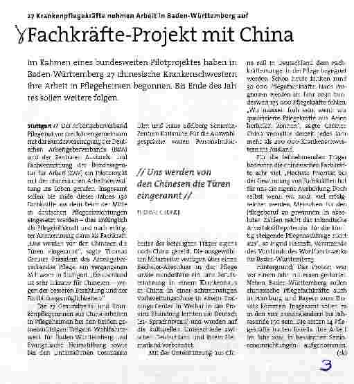 Vorschauseite 1: Fachkräfte-Projekt mit China