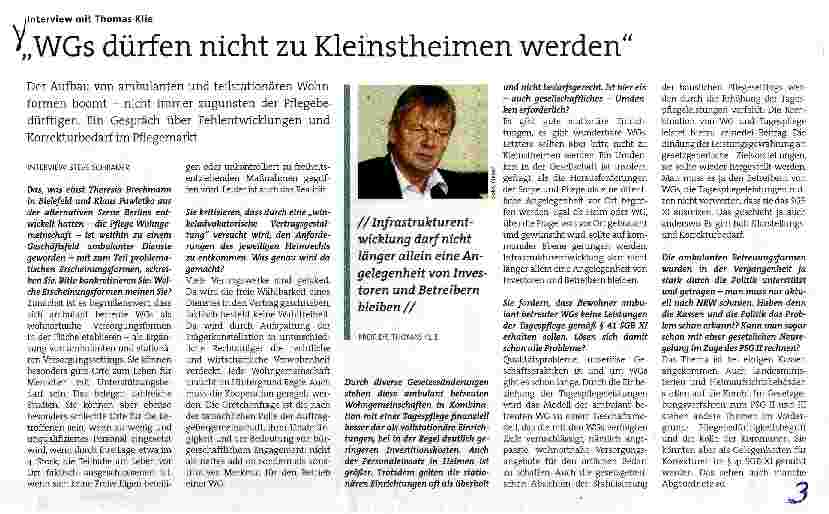 Vorschauseite 1: WGs dürfen nicht zu Kleinstheimen werden