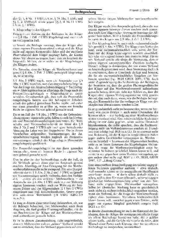 Vorschauseite 2: Rabattierbarkeit von Großhandelszuschlägen gem. § 2 AMPreisV und Rechtsnatur von Rabatten und Skonti AMPrV§2;UWG §4 11